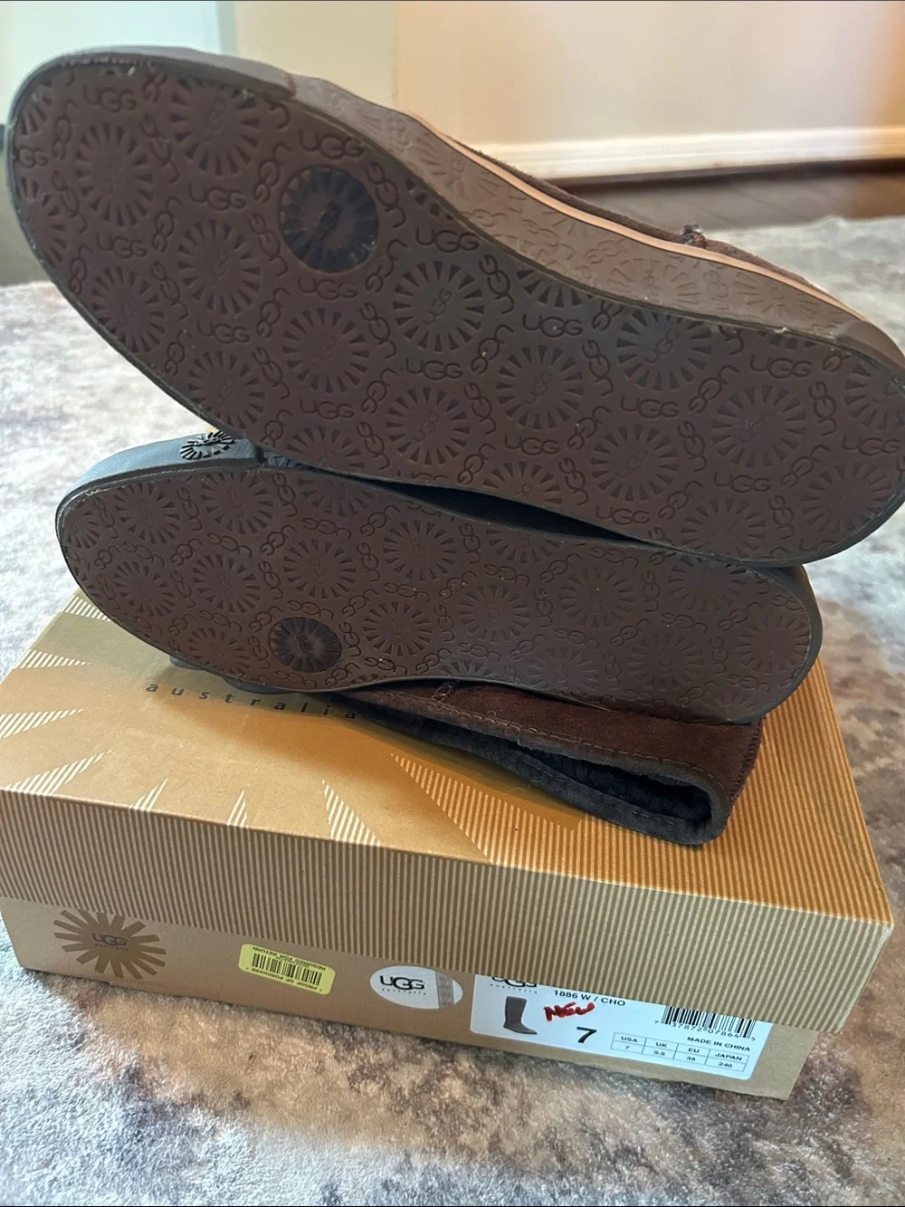 UGG Delaine Brown Suede Wedge Boots with Dark Brown Toe Cap